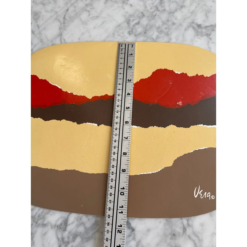 VTG 70's Vera Neumann Abstract Southwest Placemats Set of 6 Brown Red Tan MCM